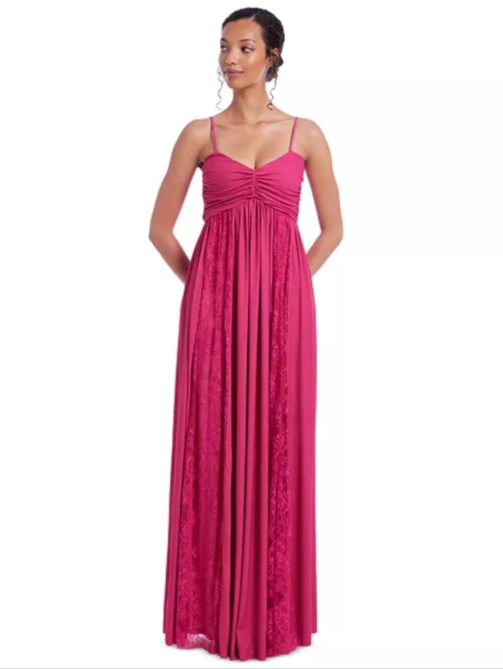 Retail $ 228 Jewel Badgley Mishka Women's PinkLace-Trim Gown